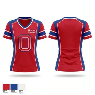 Womens Short Sleeve Vneck Shirt, Wootton Patriots, Cheer, Teamtime, Team time, sublimation, custom sports apparel, team uniforms, spirit wear, spiritwear, sports uniforms, custom shirts, team store, custom team store, fundraiser sports, apparel fundraiser