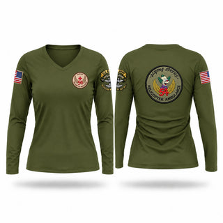 Womens Long Sleeve Vneck Shirt, 54th Medical Company, Army, Teamtime, Team time, sublimation, custom sports apparel, team uniforms, spirit wear, spiritwear, sports uniforms, custom shirts, team store, custom team store, fundraiser sports, apparel fundraiser