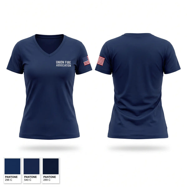 Womens Short Sleeve Vneck Shirt, Union Fire Association, Fire Department, Teamtime, Team time, sublimation, custom sports apparel, team uniforms, spirit wear, spiritwear, sports uniforms, custom shirts, team store, custom team store, fundraiser sports, apparel fundraiser