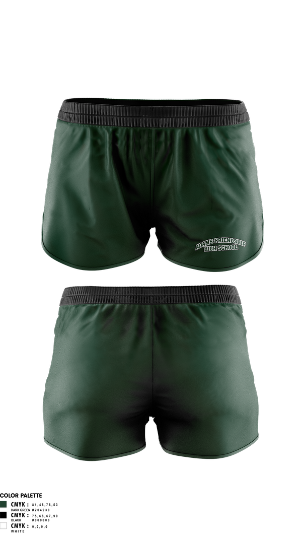 Womens Shorts, Adams-Friendship High School, Cheer, Teamtime, Team time, sublimation, custom sports apparel, team uniforms, spirit wear, spiritwear, sports uniforms, custom shirts, team store, custom team store, fundraiser sports, apparel fundraiser