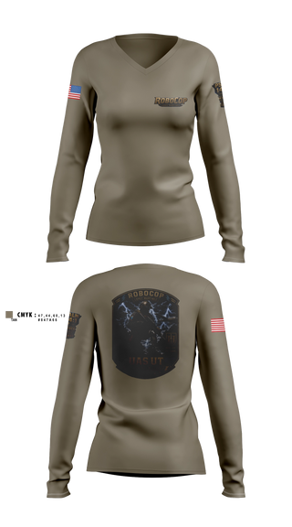 Womens Long Sleeve Vneck Shirt, Robocop UAS UT, Baseball, Teamtime, Team time, sublimation, custom sports apparel, team uniforms, spirit wear, spiritwear, sports uniforms, custom shirts, team store, custom team store, fundraiser sports, apparel fundraiser