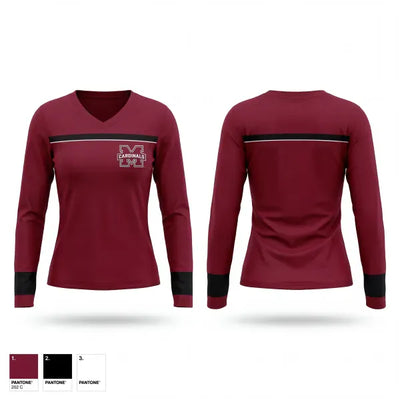 Maud Cardinals 62432101 Women's Long Sleeve V-neck Shirt - 1