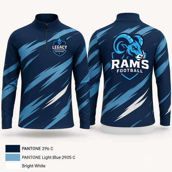 Quarter Zip Jacket, Rams Football, , Teamtime, Team time, sublimation, custom sports apparel, team uniforms, spirit wear, spiritwear, sports uniforms, custom shirts, team store, custom team store, fundraiser sports, apparel fundraiser