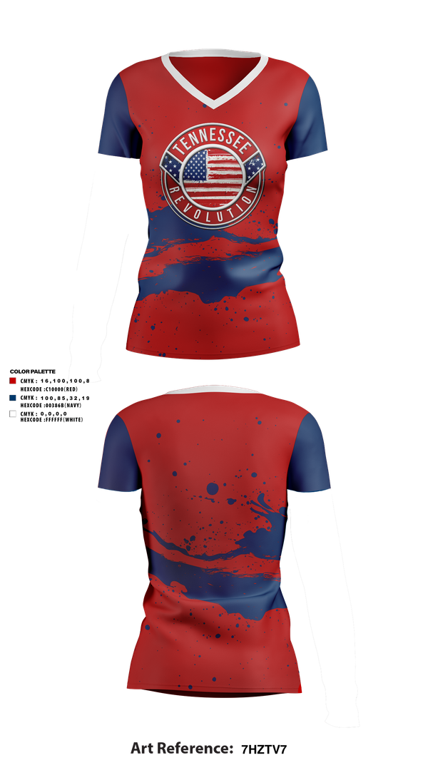 Womens Short Sleeve Vneck Shirt, Tennessee Revolution, , Teamtime, Team time, sublimation, custom sports apparel, team uniforms, spirit wear, spiritwear, sports uniforms, custom shirts, team store, custom team store, fundraiser sports, apparel fundraiser