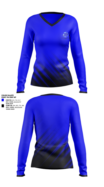 Epping Blue Devils 11703664 Women's Long Sleeve V-neck Shirt - 2