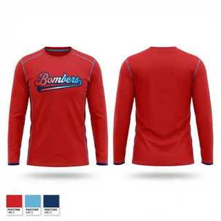 Long Sleeve Performance Shirt, NWFL BOMBERS, Baseball, Teamtime, Team time, sublimation, custom sports apparel, team uniforms, spirit wear, spiritwear, sports uniforms, custom shirts, team store, custom team store, fundraiser sports, apparel fundraiser