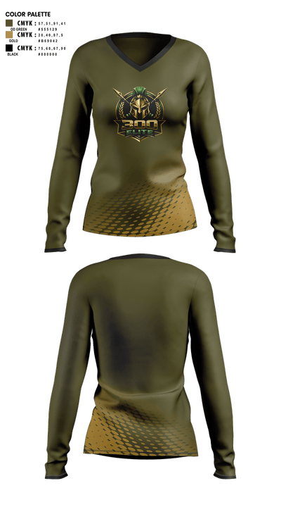 300 Elite 68151785 Women's Long Sleeve V-neck Shirt - 2