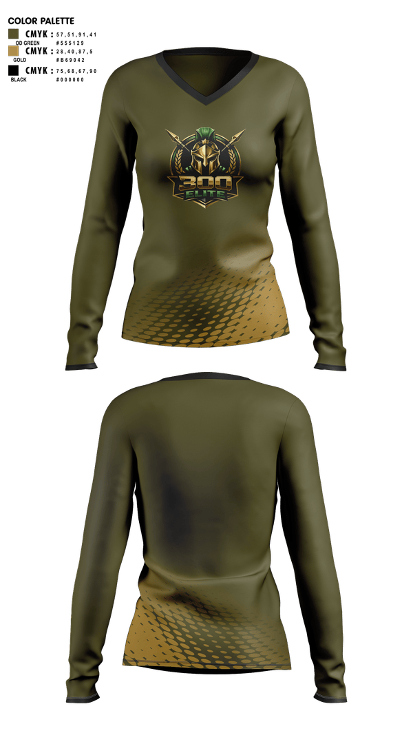 Womens Long Sleeve Vneck Shirt, 300 Elite, , Teamtime, Team time, sublimation, custom sports apparel, team uniforms, spirit wear, spiritwear, sports uniforms, custom shirts, team store, custom team store, fundraiser sports, apparel fundraiser