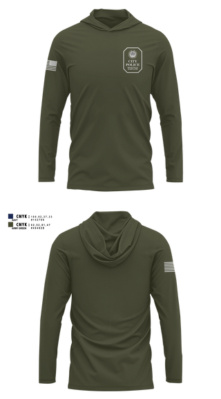 Long Sleeve hooded sunshirt, Rockville City Police, Police, Teamtime, Team time, sublimation, custom sports apparel, team uniforms, spirit wear, spiritwear, sports uniforms, custom shirts, team store, custom team store, fundraiser sports, apparel fundraiser