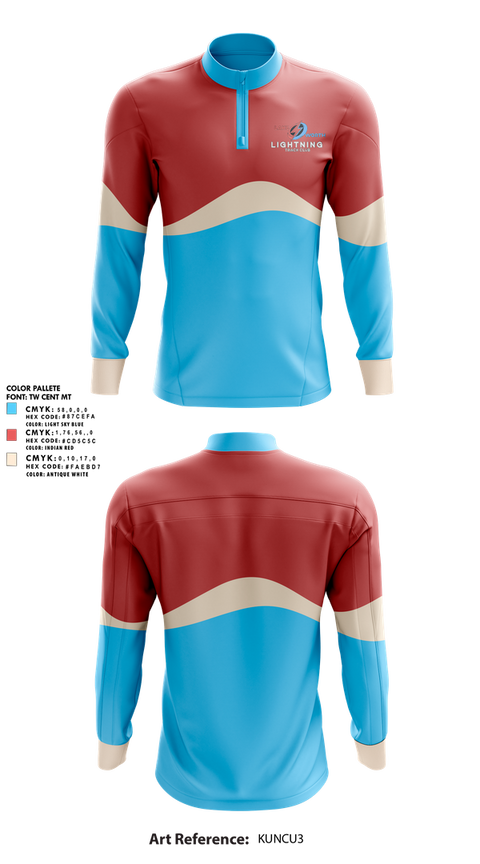 Quarter Zip Jacket, Lightning, Track & Field, Teamtime, Team time, sublimation, custom sports apparel, team uniforms, spirit wear, spiritwear, sports uniforms, custom shirts, team store, custom team store, fundraiser sports, apparel fundraiser