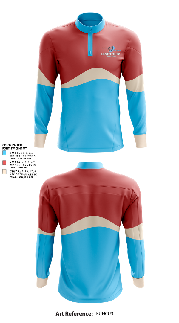 Quarter Zip Jacket, Lightning, Track & Field, Teamtime, Team time, sublimation, custom sports apparel, team uniforms, spirit wear, spiritwear, sports uniforms, custom shirts, team store, custom team store, fundraiser sports, apparel fundraiser