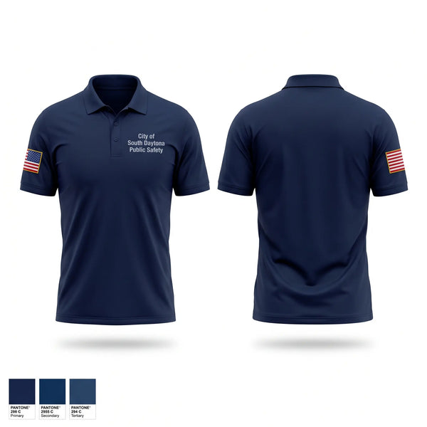 Short Sleeve Performance Polo, City of South Daytona Public Safety, Police, Teamtime, Team time, sublimation, custom sports apparel, team uniforms, spirit wear, spiritwear, sports uniforms, custom shirts, team store, custom team store, fundraiser sports, apparel fundraiser