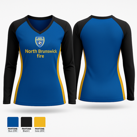 Womens Long Sleeve Vneck Shirt, North Brunswick fire, Men's Soccer, Teamtime, Team time, sublimation, custom sports apparel, team uniforms, spirit wear, spiritwear, sports uniforms, custom shirts, team store, custom team store, fundraiser sports, apparel fundraiser