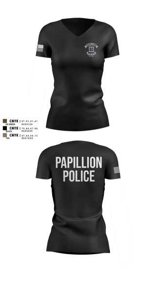 Womens Short Sleeve Vneck Shirt, Papillion Police Department, Police, Teamtime, Team time, sublimation, custom sports apparel, team uniforms, spirit wear, spiritwear, sports uniforms, custom shirts, team store, custom team store, fundraiser sports, apparel fundraiser