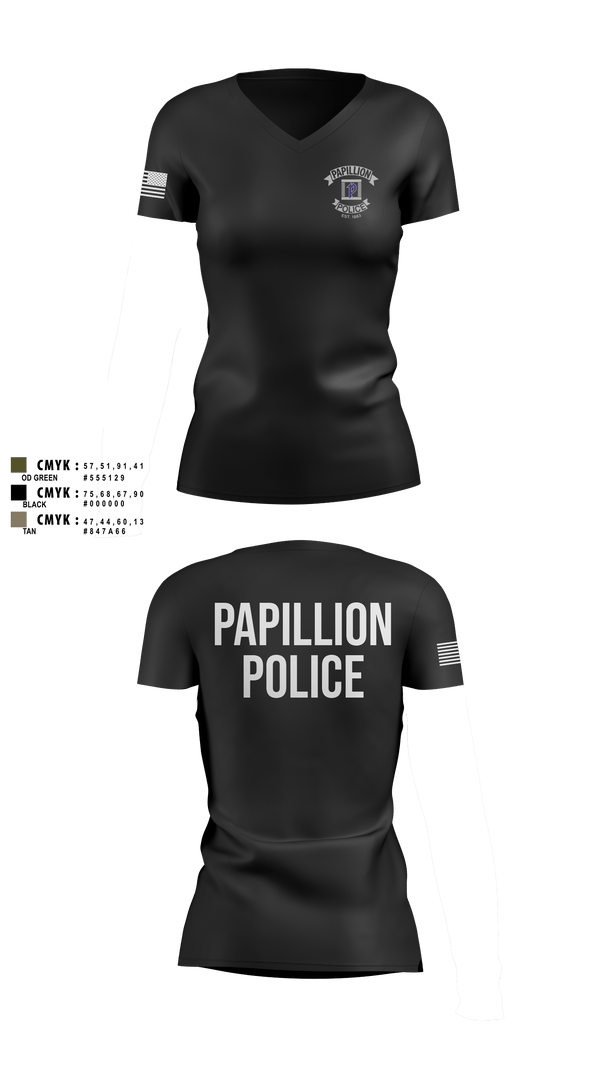Womens Short Sleeve Vneck Shirt, Papillion Police Department, Police, Teamtime, Team time, sublimation, custom sports apparel, team uniforms, spirit wear, spiritwear, sports uniforms, custom shirts, team store, custom team store, fundraiser sports, apparel fundraiser