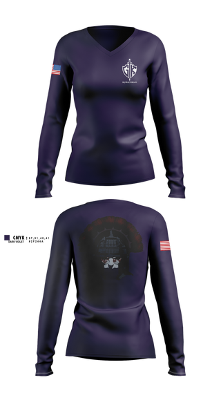 Womens Long Sleeve Vneck Shirt, HQ PLT, A CO, USDB BN (CORR), , Teamtime, Team time, sublimation, custom sports apparel, team uniforms, spirit wear, spiritwear, sports uniforms, custom shirts, team store, custom team store, fundraiser sports, apparel fundraiser
