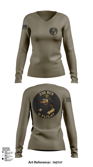 Womens Long Sleeve Vneck Shirt, 336 RCS D Flight, , Teamtime, Team time, sublimation, custom sports apparel, team uniforms, spirit wear, spiritwear, sports uniforms, custom shirts, team store, custom team store, fundraiser sports, apparel fundraiser
