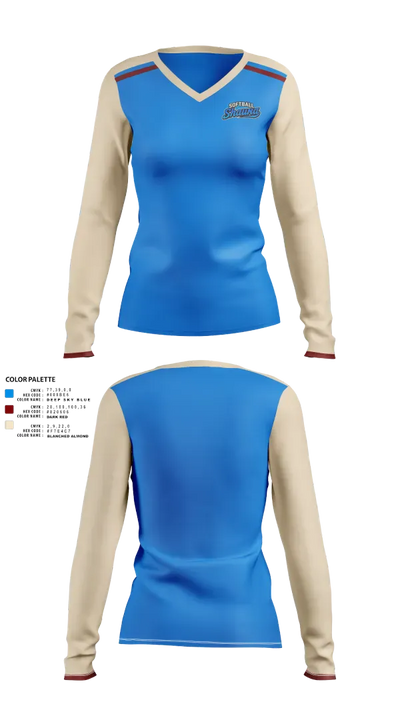 Softball Shauna 13476123 Women's Long Sleeve V-neck Shirt - 21
