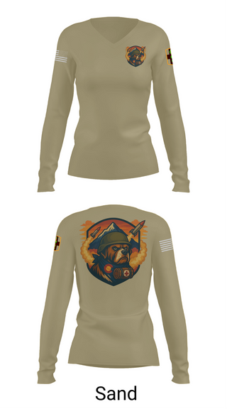 Womens Long Sleeve Vneck Shirt, 10th Field Hospital (FWD), , Teamtime, Team time, sublimation, custom sports apparel, team uniforms, spirit wear, spiritwear, sports uniforms, custom shirts, team store, custom team store, fundraiser sports, apparel fundraiser