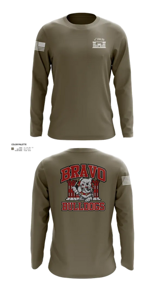 Long Sleeve Performance Shirt, Bravo Company “Bulldogs” 31st Engineer Battalion, , Teamtime, Team time, sublimation, custom sports apparel, team uniforms, spirit wear, spiritwear, sports uniforms, custom shirts, team store, custom team store, fundraiser sports, apparel fundraiser