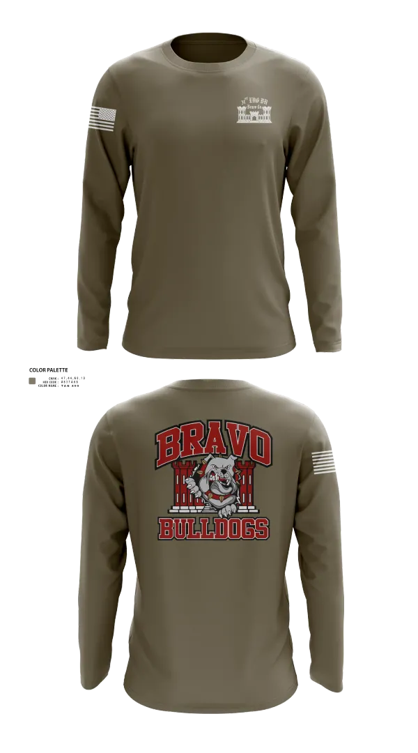 Long Sleeve Performance Shirt, Bravo Company “Bulldogs” 31st Engineer Battalion, , Teamtime, Team time, sublimation, custom sports apparel, team uniforms, spirit wear, spiritwear, sports uniforms, custom shirts, team store, custom team store, fundraiser sports, apparel fundraiser