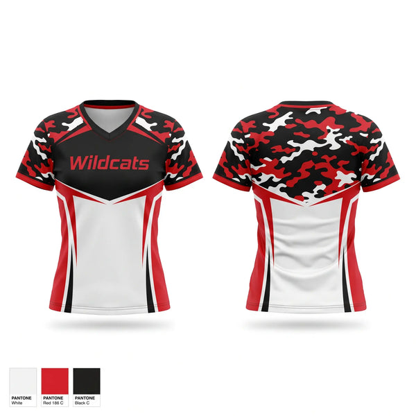 Womens Short Sleeve Vneck Shirt, Wildcats, , Teamtime, Team time, sublimation, custom sports apparel, team uniforms, spirit wear, spiritwear, sports uniforms, custom shirts, team store, custom team store, fundraiser sports, apparel fundraiser