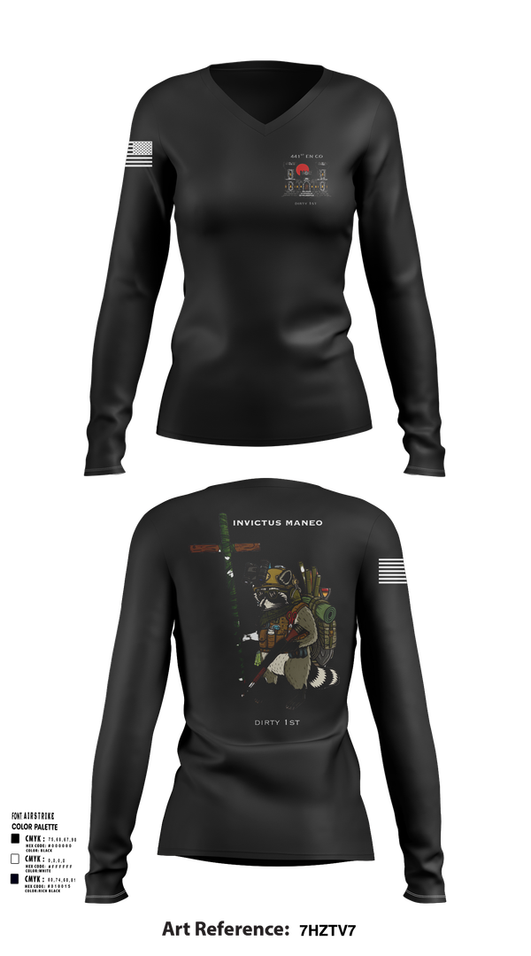 Womens Long Sleeve Vneck Shirt, 441st Engineer Company, Army, Teamtime, Team time, sublimation, custom sports apparel, team uniforms, spirit wear, spiritwear, sports uniforms, custom shirts, team store, custom team store, fundraiser sports, apparel fundraiser