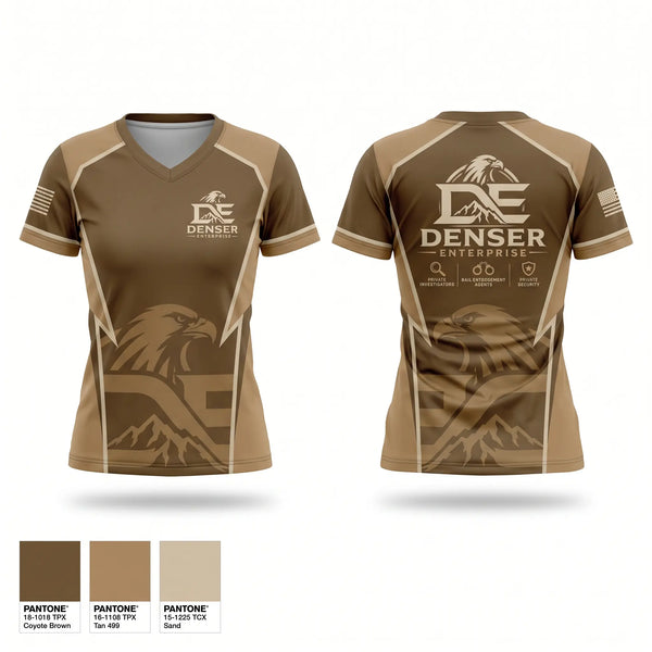 Womens Short Sleeve Vneck Shirt, Denser Enterprise, , Teamtime, Team time, sublimation, custom sports apparel, team uniforms, spirit wear, spiritwear, sports uniforms, custom shirts, team store, custom team store, fundraiser sports, apparel fundraiser