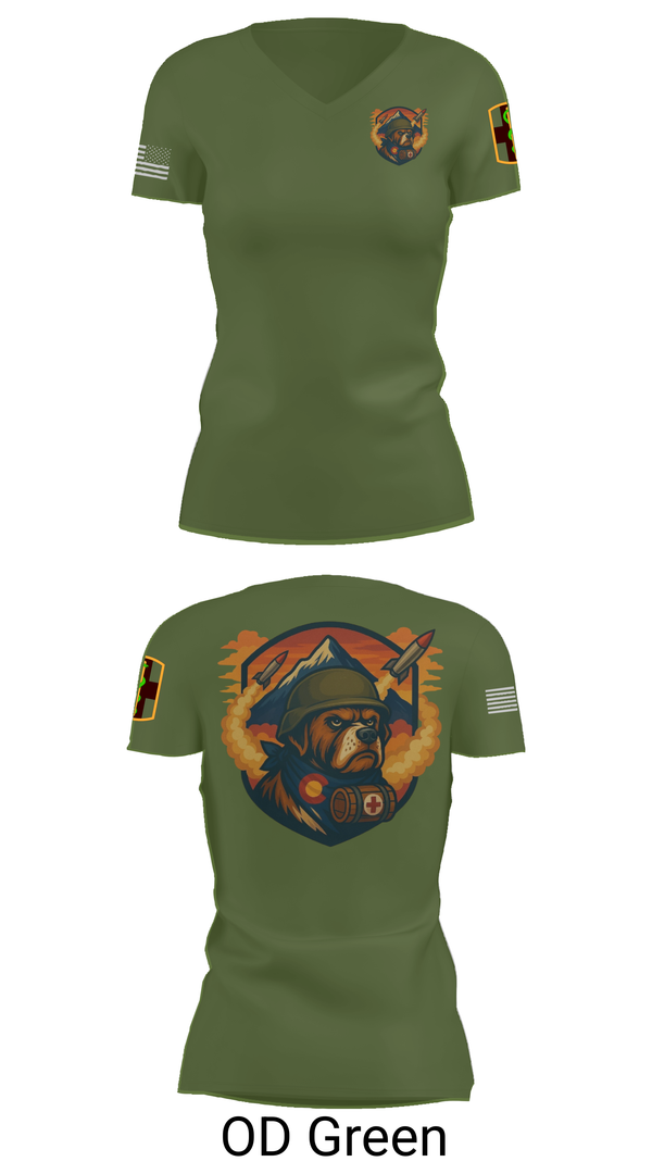 Womens Short Sleeve Vneck Shirt, 10th Field Hospital (FWD), , Teamtime, Team time, sublimation, custom sports apparel, team uniforms, spirit wear, spiritwear, sports uniforms, custom shirts, team store, custom team store, fundraiser sports, apparel fundraiser