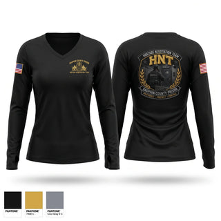 Womens Long Sleeve Vneck Shirt, HNT, Police, Teamtime, Team time, sublimation, custom sports apparel, team uniforms, spirit wear, spiritwear, sports uniforms, custom shirts, team store, custom team store, fundraiser sports, apparel fundraiser