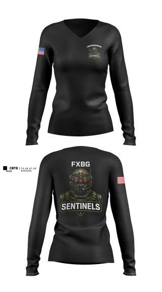 Womens Long Sleeve Vneck Shirt, Fredericksburg Army Recruiting, Army, Teamtime, Team time, sublimation, custom sports apparel, team uniforms, spirit wear, spiritwear, sports uniforms, custom shirts, team store, custom team store, fundraiser sports, apparel fundraiser