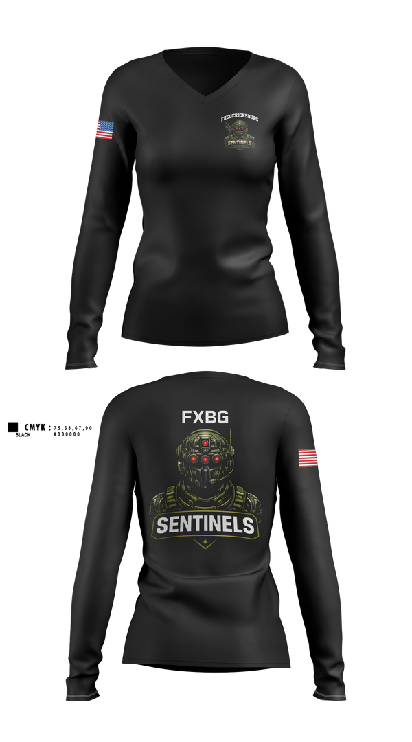 Womens Long Sleeve Vneck Shirt, Fredericksburg Army Recruiting, Army, Teamtime, Team time, sublimation, custom sports apparel, team uniforms, spirit wear, spiritwear, sports uniforms, custom shirts, team store, custom team store, fundraiser sports, apparel fundraiser