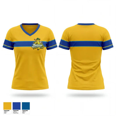 Banana sluggers 27293034 Women's Short Sleeve V-neck Shirt - 1