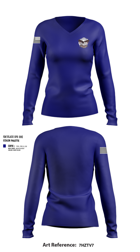 Womens Long Sleeve Vneck Shirt, Engine 287 Ladder 136 battalion 46 Elmhurst eagles, , Teamtime, Team time, sublimation, custom sports apparel, team uniforms, spirit wear, spiritwear, sports uniforms, custom shirts, team store, custom team store, fundraiser sports, apparel fundraiser