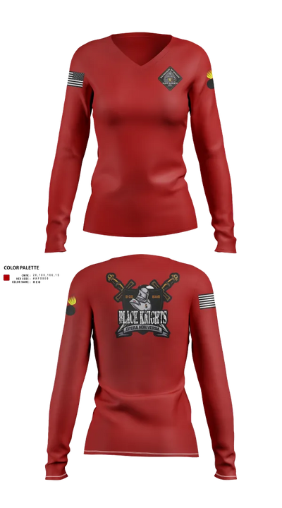 B Co 832nd OD BN 19793865 Women's Long Sleeve V-neck Shirt - 26