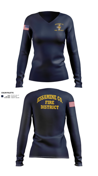 Womens Long Sleeve Vneck Shirt, Jessamine county fire, Fire Department, Teamtime, Team time, sublimation, custom sports apparel, team uniforms, spirit wear, spiritwear, sports uniforms, custom shirts, team store, custom team store, fundraiser sports, apparel fundraiser