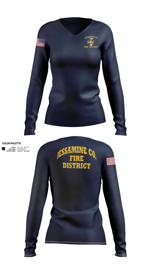 Womens Long Sleeve Vneck Shirt, Jessamine county fire, Fire Department, Teamtime, Team time, sublimation, custom sports apparel, team uniforms, spirit wear, spiritwear, sports uniforms, custom shirts, team store, custom team store, fundraiser sports, apparel fundraiser