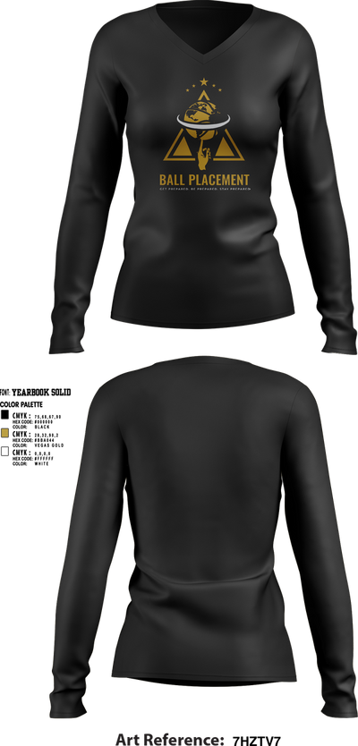 Ball Placement Women's Long Sleeve V-neck Shirt - 1