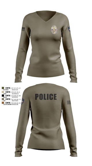 Womens Long Sleeve Vneck Shirt, Miami Police Department, , Teamtime, Team time, sublimation, custom sports apparel, team uniforms, spirit wear, spiritwear, sports uniforms, custom shirts, team store, custom team store, fundraiser sports, apparel fundraiser