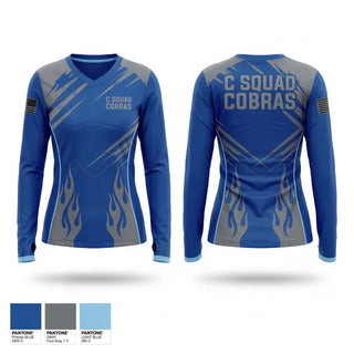 Womens Long Sleeve Vneck Shirt, C Squad Cobras, Police, Teamtime, Team time, sublimation, custom sports apparel, team uniforms, spirit wear, spiritwear, sports uniforms, custom shirts, team store, custom team store, fundraiser sports, apparel fundraiser