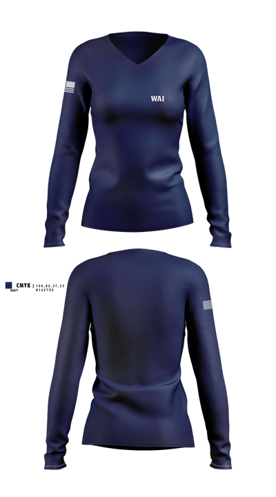 WA1 58063556 Women's Long Sleeve V-neck Shirt - 1