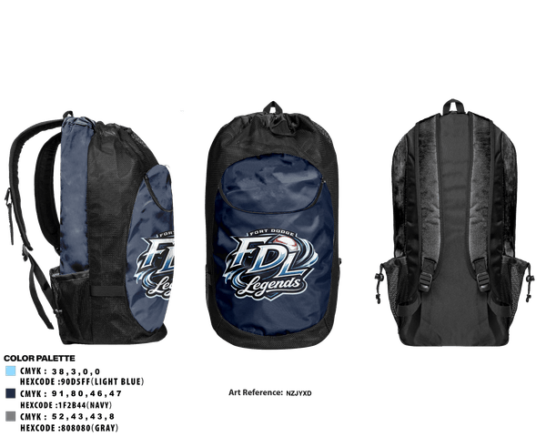 Gear Bag, Fort Dodge Legends, Baseball, Teamtime, Team time, sublimation, custom sports apparel, team uniforms, spirit wear, spiritwear, sports uniforms, custom shirts, team store, custom team store, fundraiser sports, apparel fundraiser