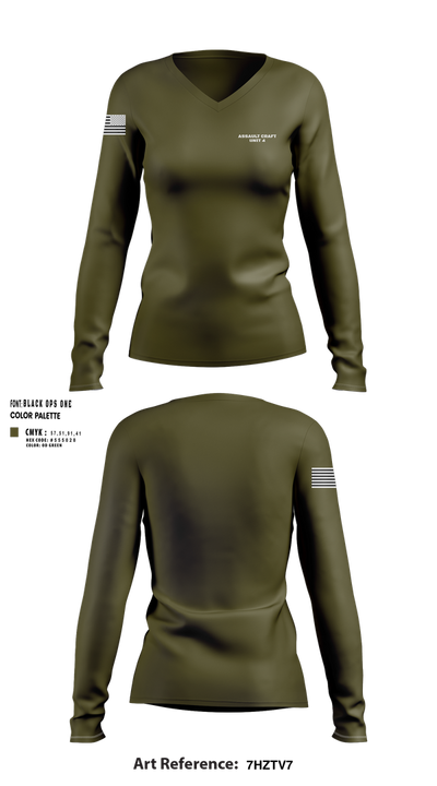 Assault Craft Unit 4 17576577 Women's Long Sleeve V-neck Shirt - 23