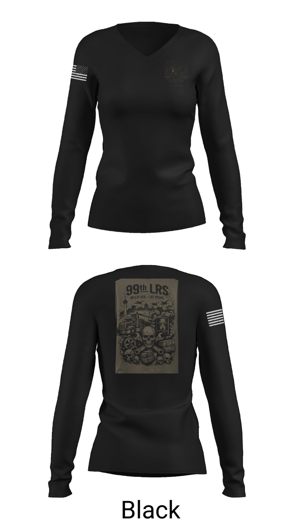 Womens Long Sleeve Vneck Shirt, 99th LRS, Air Force, Teamtime, Team time, sublimation, custom sports apparel, team uniforms, spirit wear, spiritwear, sports uniforms, custom shirts, team store, custom team store, fundraiser sports, apparel fundraiser
