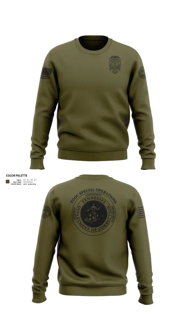 Crew Neck Sweatshirt, TDOC SPECIAL OPERATIONS, Police, Teamtime, Team time, sublimation, custom sports apparel, team uniforms, spirit wear, spiritwear, sports uniforms, custom shirts, team store, custom team store, fundraiser sports, apparel fundraiser
