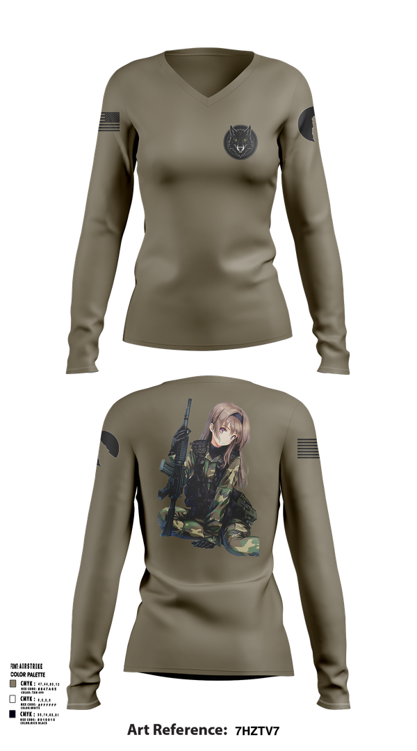 Womens Long Sleeve Vneck Shirt, The House of Wolves, , Teamtime, Team time, sublimation, custom sports apparel, team uniforms, spirit wear, spiritwear, sports uniforms, custom shirts, team store, custom team store, fundraiser sports, apparel fundraiser