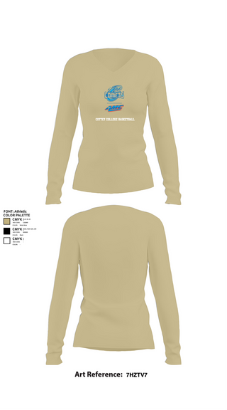 Womens Long Sleeve Vneck Shirt, Cottey College Basketball, Women's Basketball, Teamtime, Team time, sublimation, custom sports apparel, team uniforms, spirit wear, spiritwear, sports uniforms, custom shirts, team store, custom team store, fundraiser sports, apparel fundraiser