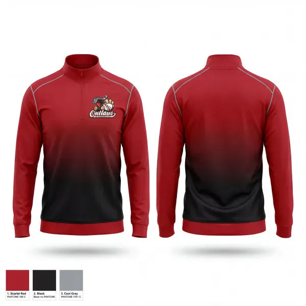 Quarter Zip Jacket, Outlaws, Baseball, Teamtime, Team time, sublimation, custom sports apparel, team uniforms, spirit wear, spiritwear, sports uniforms, custom shirts, team store, custom team store, fundraiser sports, apparel fundraiser