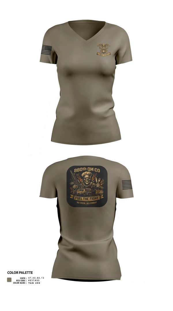 Womens Short Sleeve Vneck Shirt, 880th QM CO, Army, Teamtime, Team time, sublimation, custom sports apparel, team uniforms, spirit wear, spiritwear, sports uniforms, custom shirts, team store, custom team store, fundraiser sports, apparel fundraiser