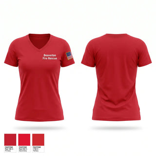 Womens Short Sleeve Vneck Shirt, Beaverton Fire Rescue, Fire Department, Teamtime, Team time, sublimation, custom sports apparel, team uniforms, spirit wear, spiritwear, sports uniforms, custom shirts, team store, custom team store, fundraiser sports, apparel fundraiser